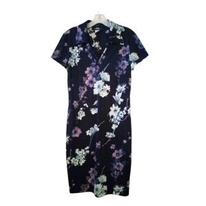 VTG Floral Dress B.Moss Pull Over Midi SS Collared Romantic Feminine Spring 8